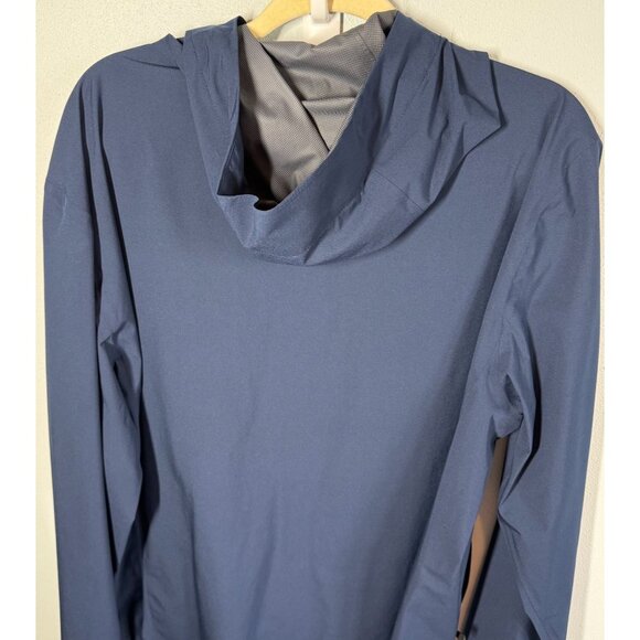 32 Degree Cool Navy Blue Waterproof Hooded Rain Jacket Mens Large Pockets - Picture 7 of 16